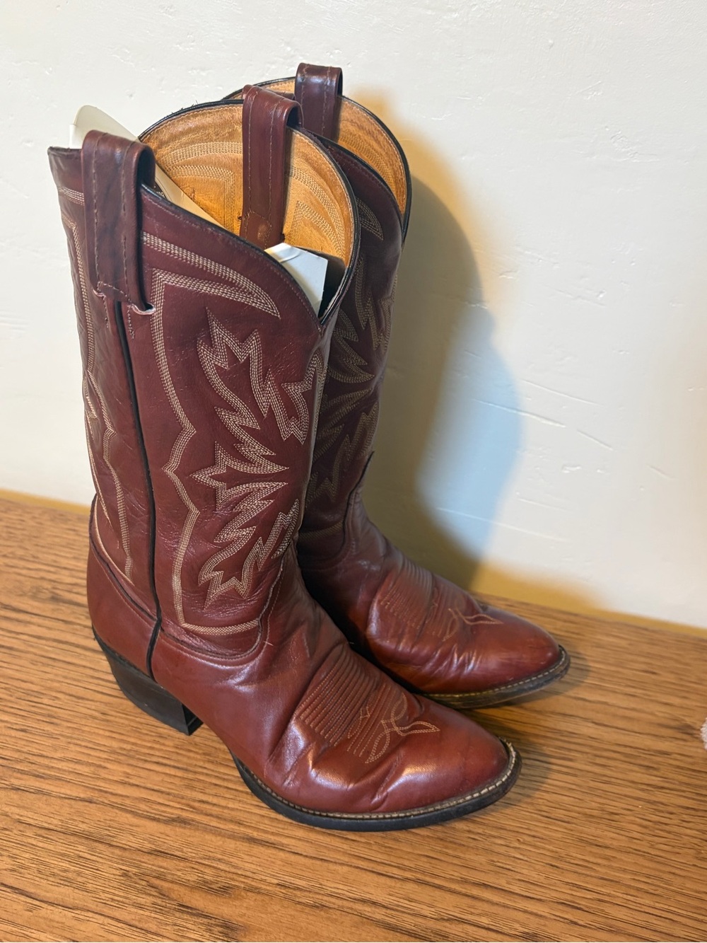Vtg Tony Lama brown boots western 8.5 men’s red brown cognac color - Picture 3 of 9
